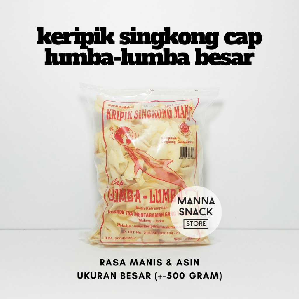 

Manna Snack - Keripik Singkong Cap Lumba-Lumba Besar 500 gram Manis / Asin