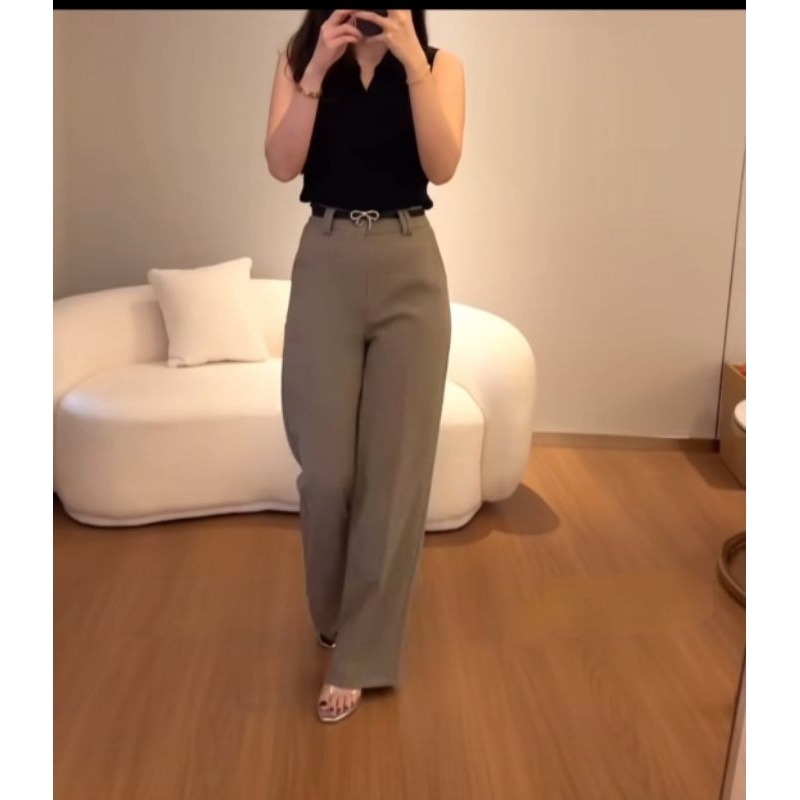 celana kulot wanita bahan katun import