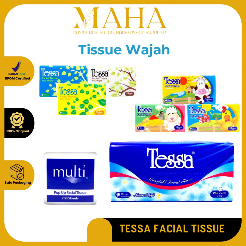 TISSU TESSA FACIAL TISSU 50 SHEETS | 200 SHEETS | 250 SHEETS | TISU WAJAH