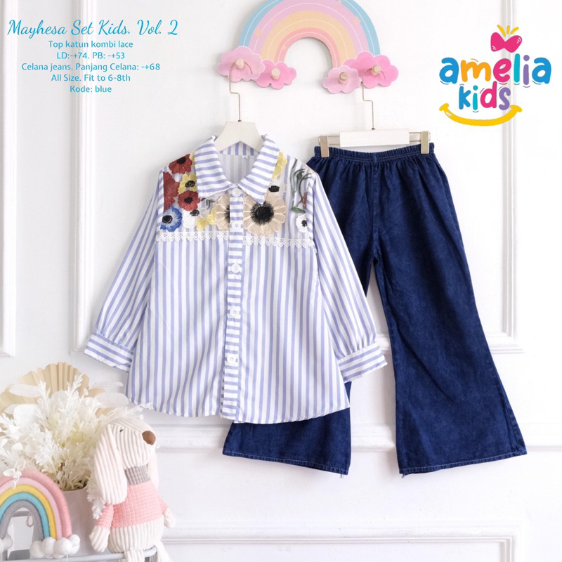 Setelan Kemeja dan Celana Anak Perempuan Maheysa Kinaya Alesa Brisa Simiku Honoka Qiamo Lowy Set Kid