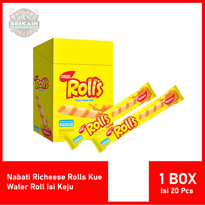 

Nabati Richeese Rolls Kue Wafer Roll Isi Keju / 1 box Isi 20 pcs / Best Seller