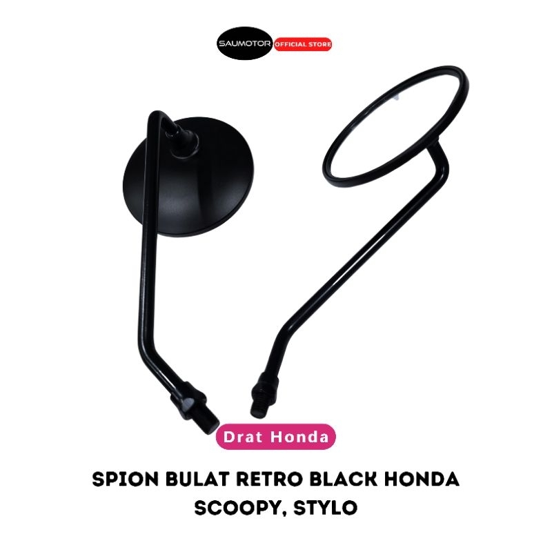 Saumotor Spion bulat retro Black drat Honda Scoopy Genio Stylo