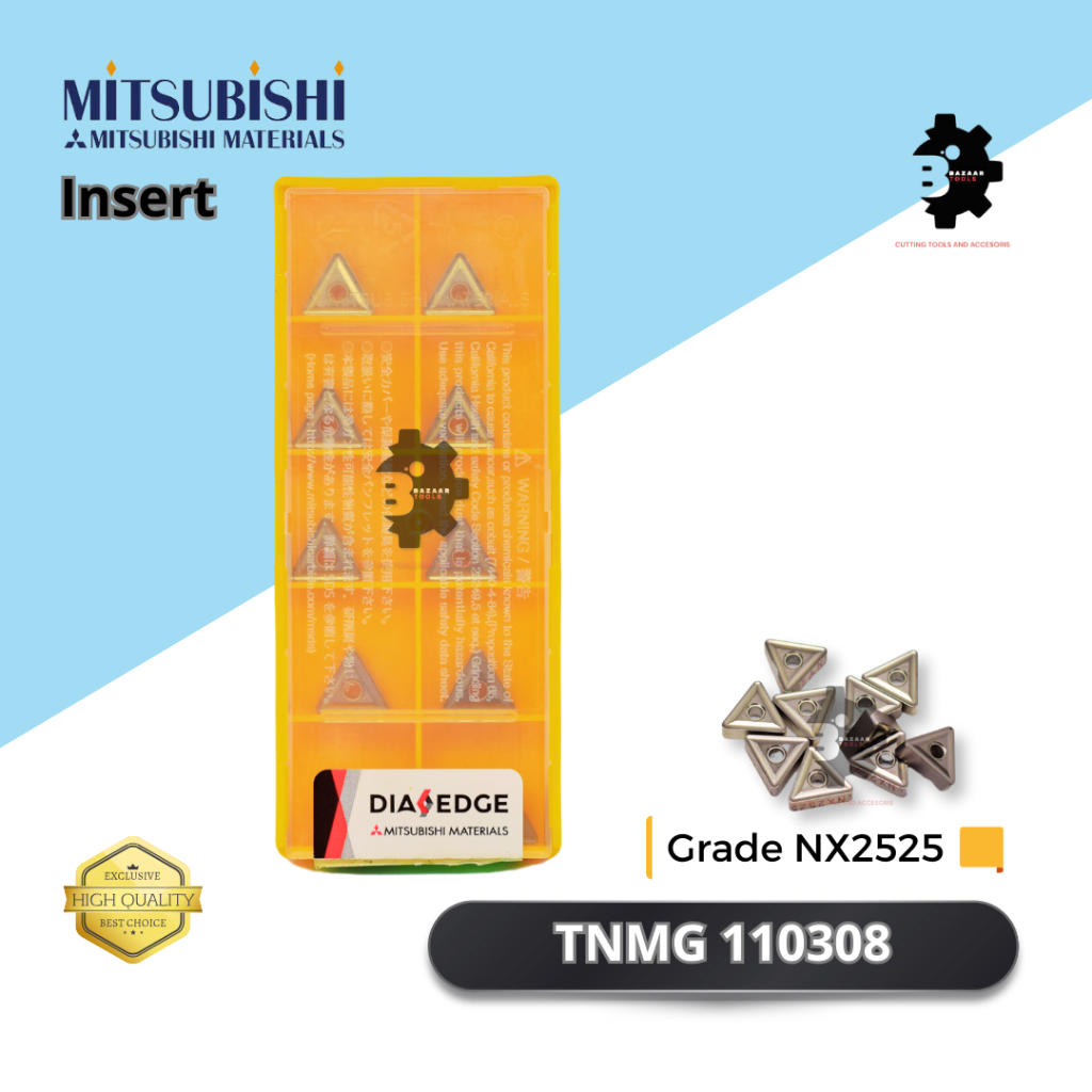 INSERT TNMG 110308 Grade NX2525 - Merk MITSUBISHI - Insert Pahat Bubut - Pisau Pahat - Baru - Origin
