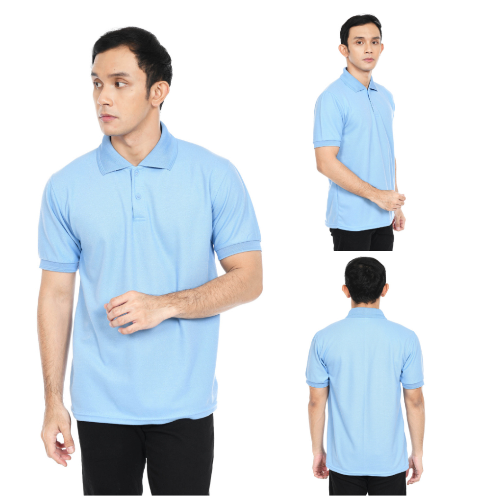 Kaos Polo shirt Biru Langit  / Kaos Kerah Pria / Kaos Polo Casual / Kaos kerah Pria Lengan Manset