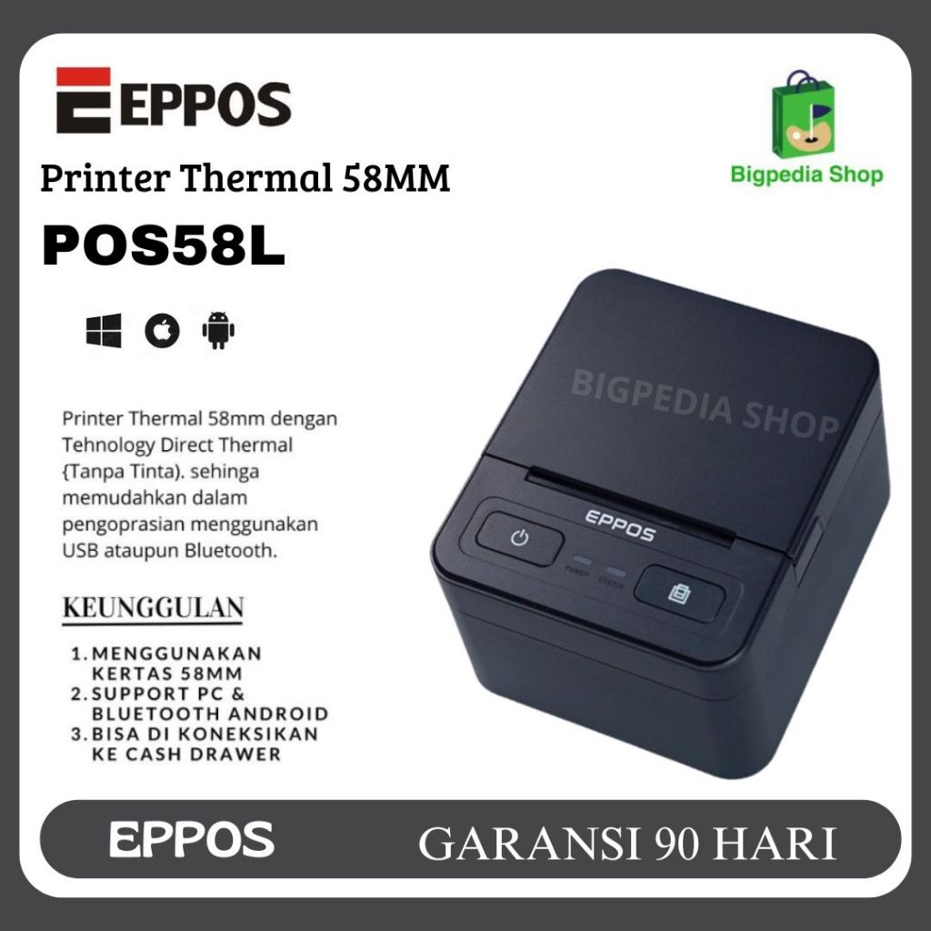Printer Bluetooth USB EPPOS PLUS 58mm POS58L