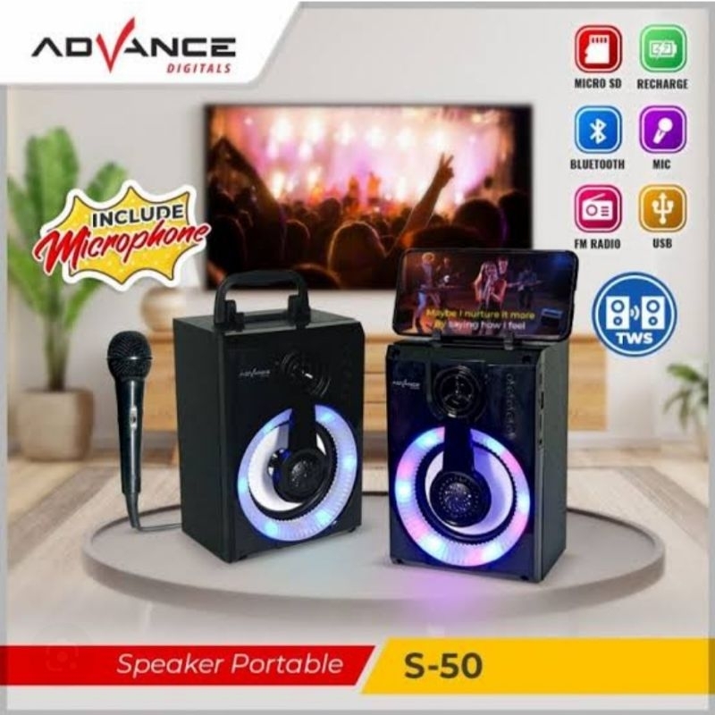 SPEAKER ADVANCE S-50 SPEAKER 5 INCH ADVANCE BONUS MIC KABEL