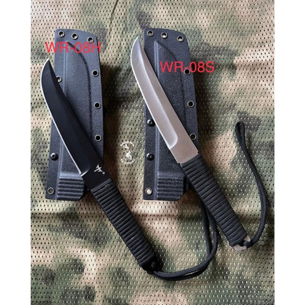 Pisau Kydex WR 08 Silver Hitam / Pisau WR Outdoor + Holster Dan Teklock / Pisau Camping Survival