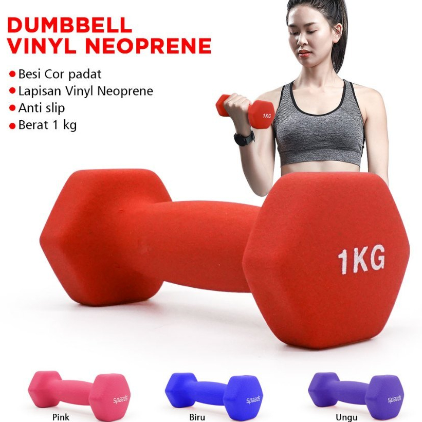 Dumbel / Dumble / Barbel Vinyl 1kg / Barbel Besi Lapis Vynil 1kg