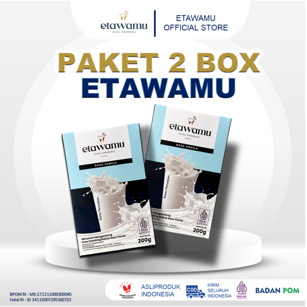 

Susu Kambing Etawamu Vanila Atasi Nyeri Sendi & Tulang 200gr 2box