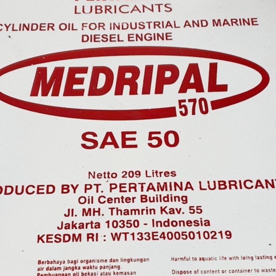 OLI DRUM MEDRIPAL 570 SAE 50 Pertamina oli kapal marine mesin diesel industri