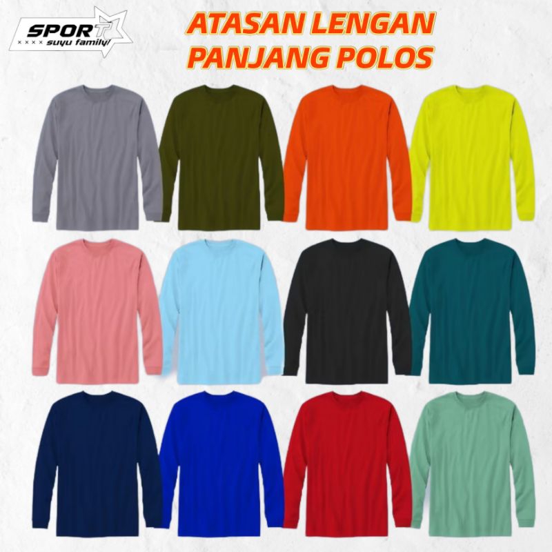 Atasan Lengan Panjang  Polos / Atasan Pria / Kaos Running / Baju Voli / Atasan Dryfit Polos