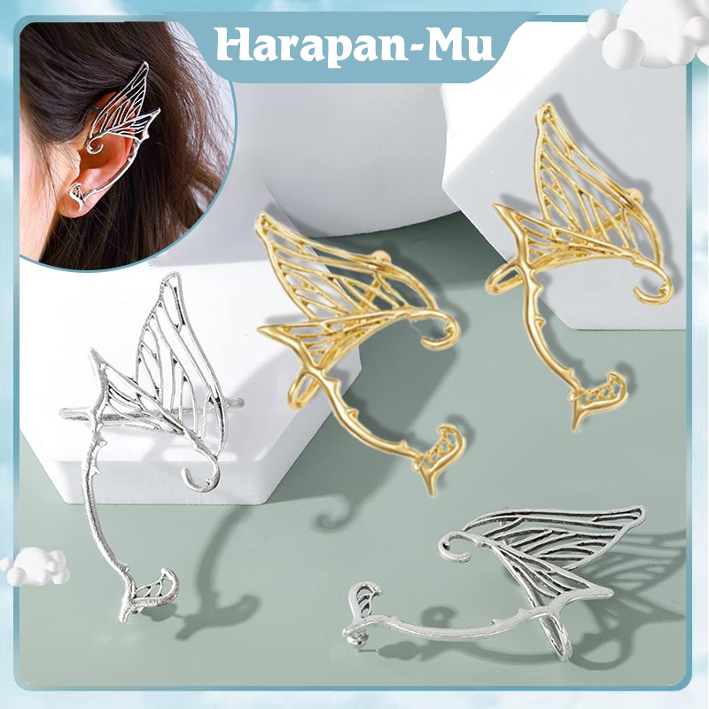Anting Telinga Anting Angel Wing Anting-Anting Wanita Anting Elf Ear Cuff Klip Anting Estetika
