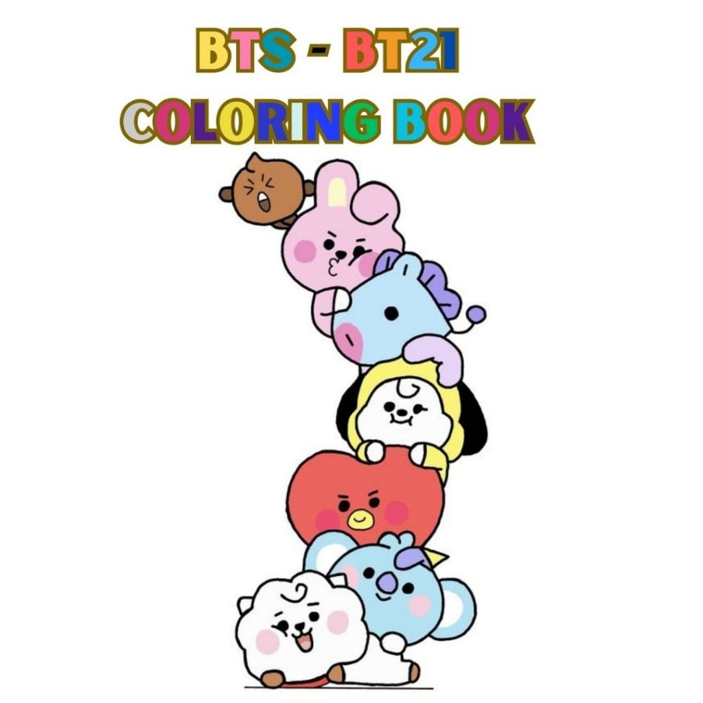 

BTS BT21 Coloring Book Buku Mewarnai Anak Remaja Dewasa Aesthetic Kertas Tebal Bagus Bonus 6 Lembar