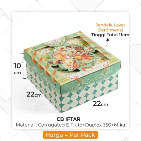 

Kardus Cake Box Lebaran Packaging Hampers Idul Fitri Hijau Motif 3D idul Fitri