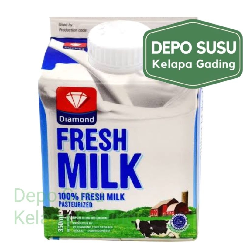 

Diamond Fresh Milk 350ml X 12 pcs | Susu Segar Freshmilk Pasteurisasi Plain Chocolate Coklat Strawberry Stroberi 350 ml perdus karton