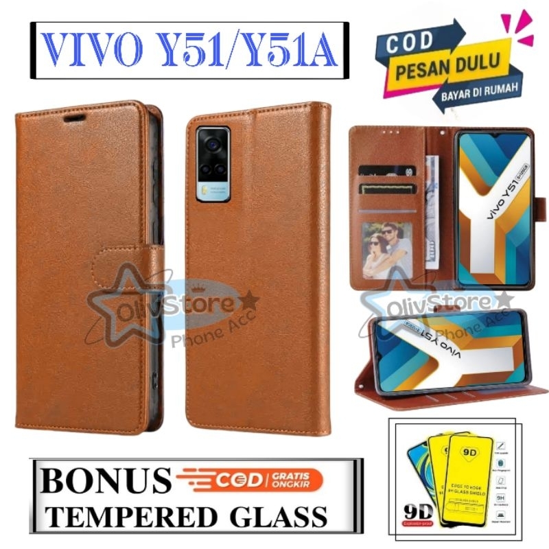 Flip Case Hp Vivo Y51/Y51A Flip Cover Leather Sarung Dompet Kulit
