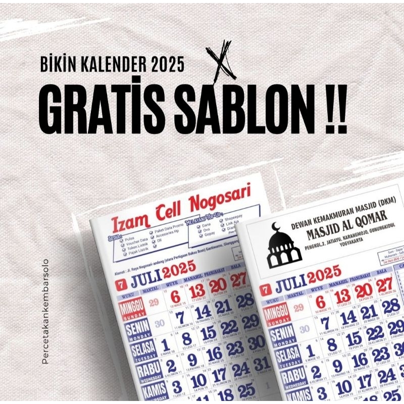 

kalender 2025 free sablon minimal order 100 pcs