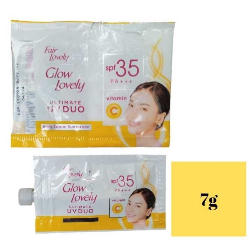 Fair & Lovely Glow & Lovely Ultimate Uv Duo Spf 35 Vitamin C Krim Serum Sunscreen Sachet 7gr