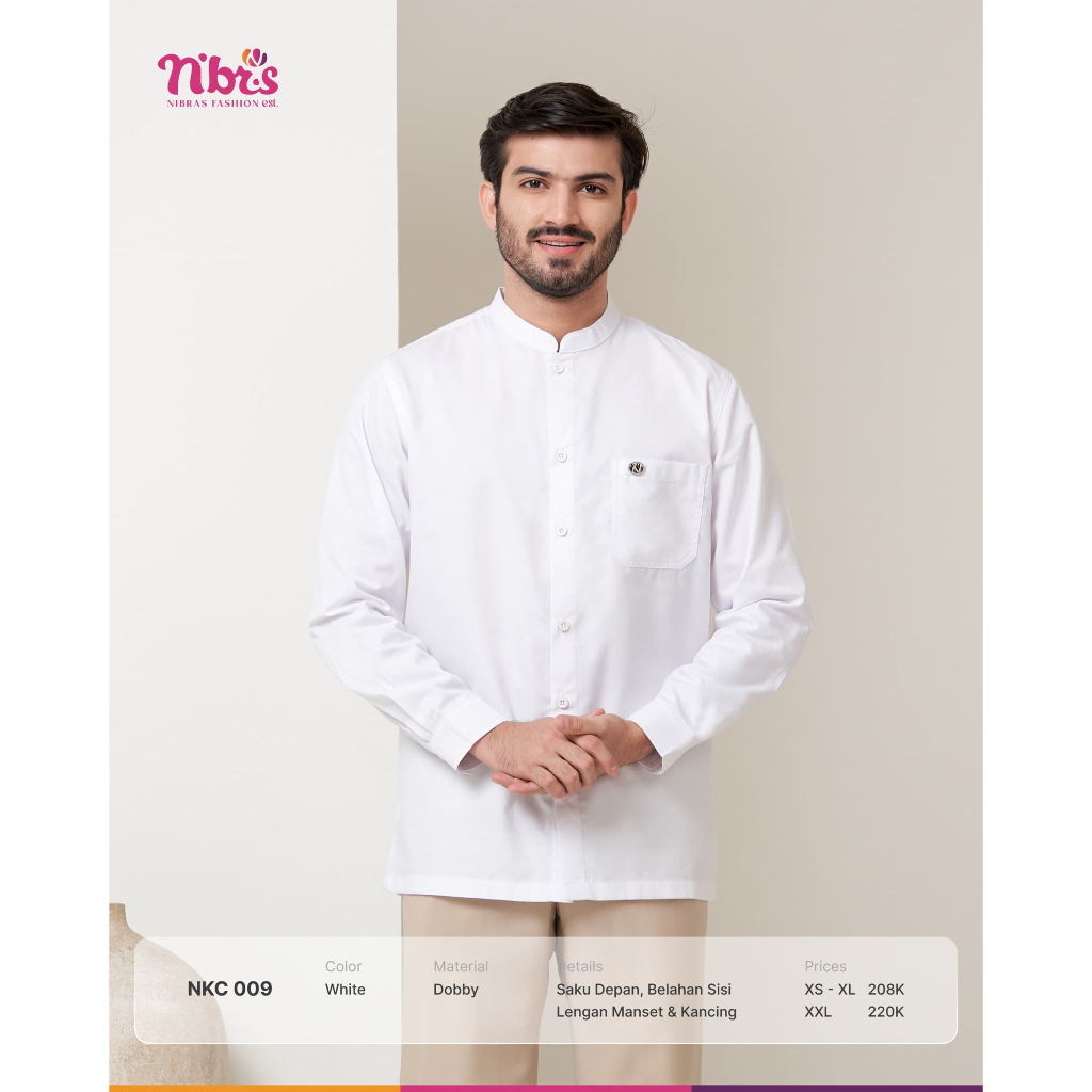 Nibras Koko Putih NKC 009 Baju Koko Dewasa Polos