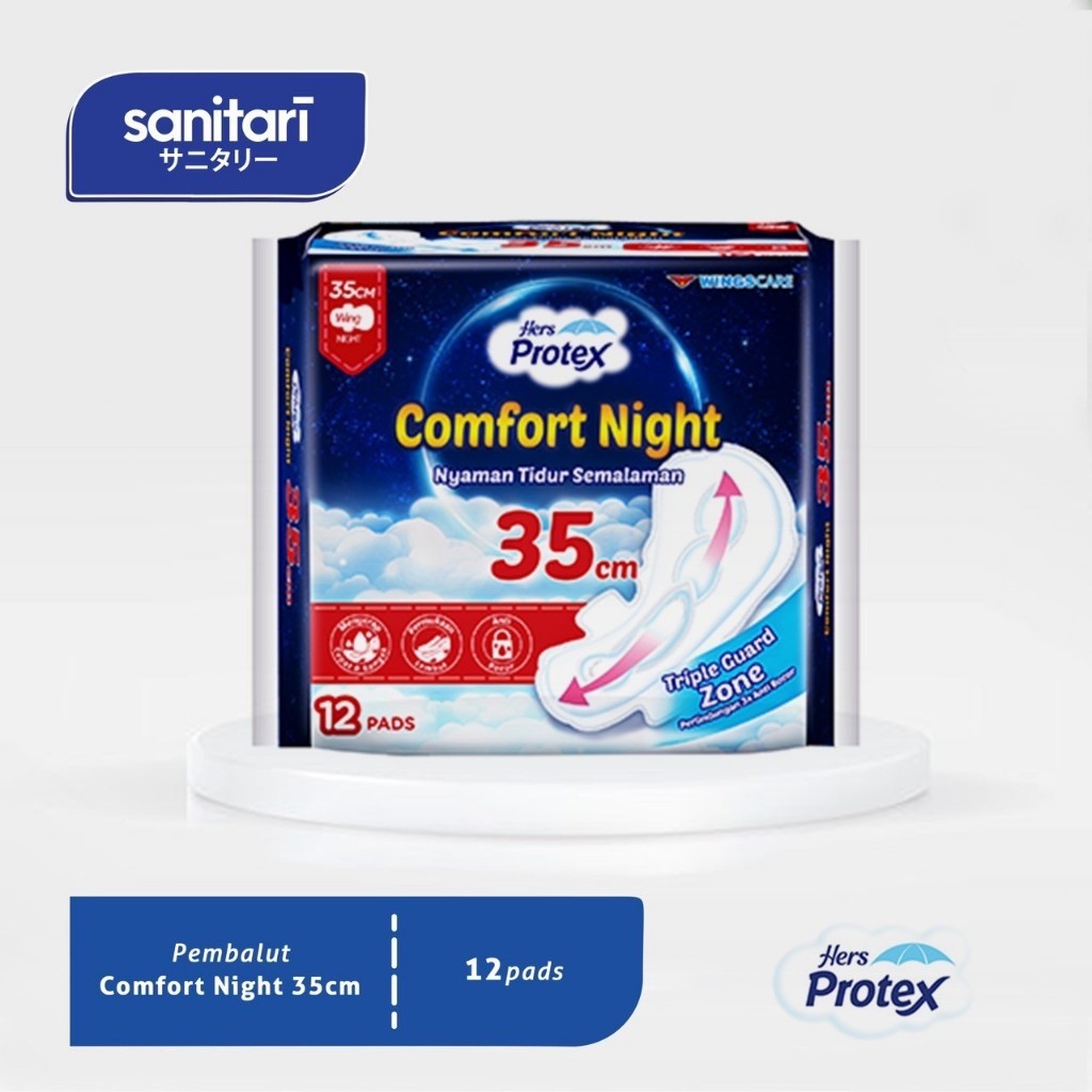 Protex Comfort Night 35cm isi 12s 50237 Pembalut Protex Pembalut Hers Protex Pembalut Wanita Protex