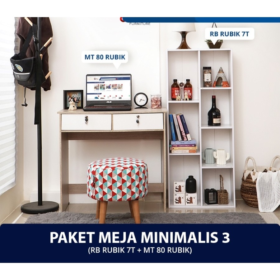 Meja Kerja + Rak Susun / Olympic Paket Meja Minimalis 3