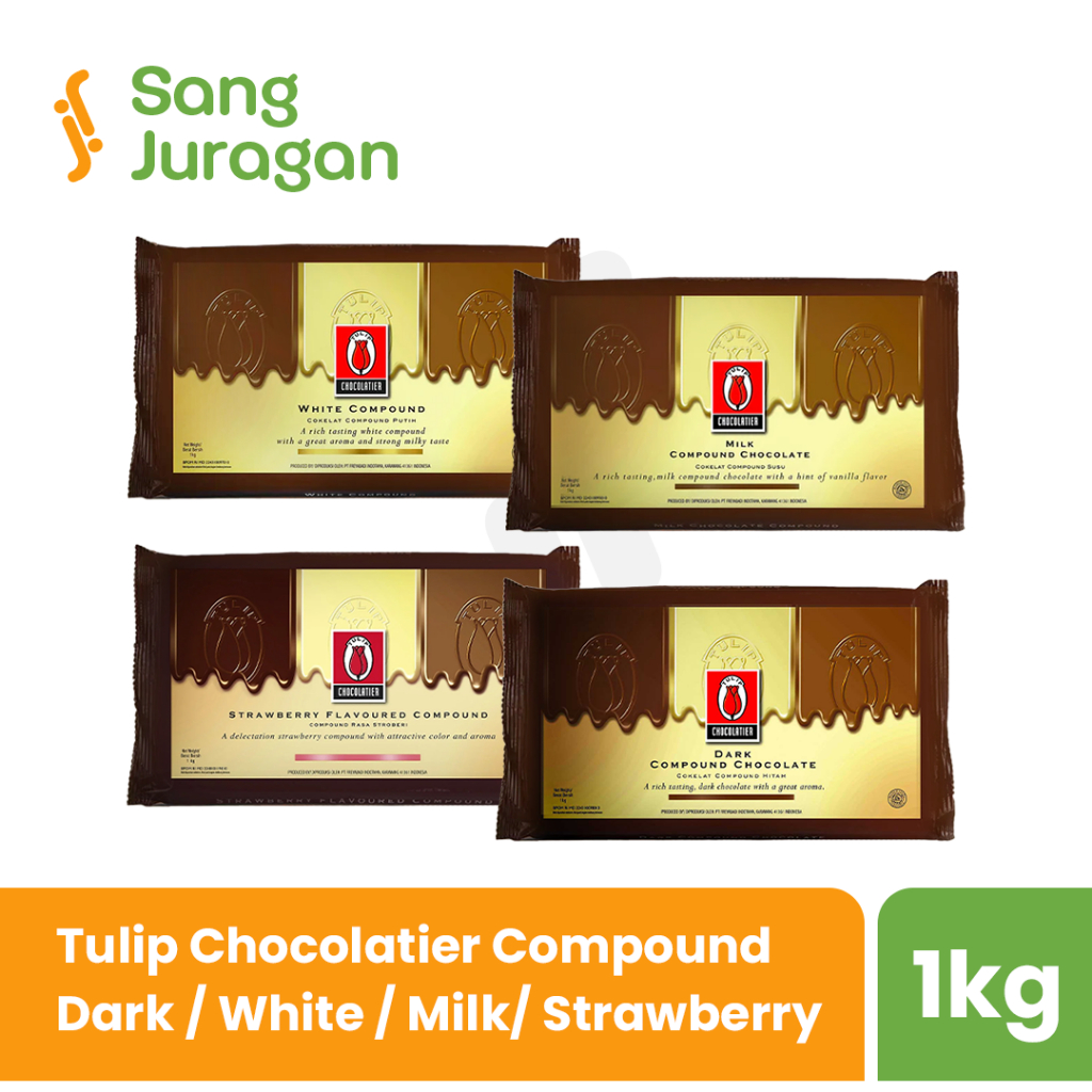 

Tulip Chocolatier Compound Chocolate 1Kg / Dark Chocolate / Milk / White / Strawberry / Coklat Batang Dark Chocolate