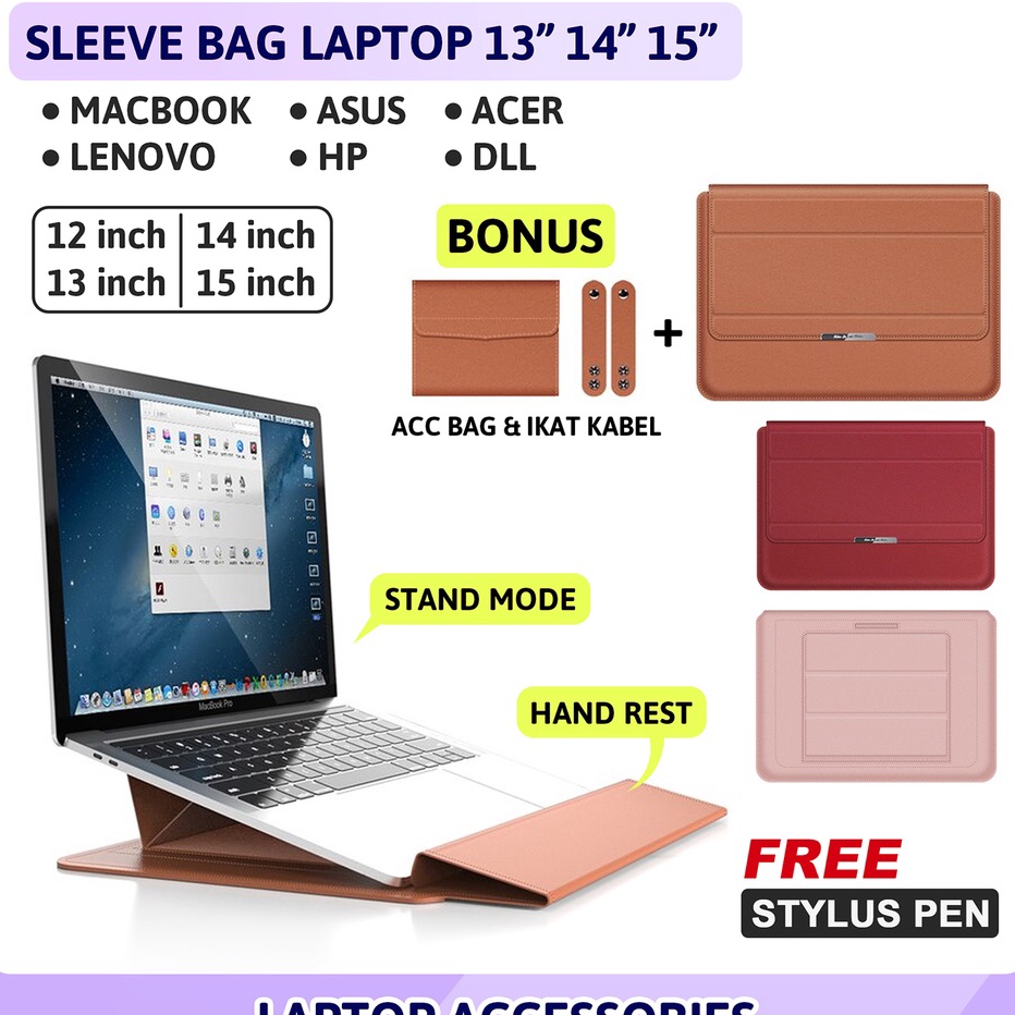 KP8 Tas Sleeve Stand Bag Cover Sarung Casing Laptop 11 12 13 14 15 inch Asus Lenovo Acer Dell Macboo