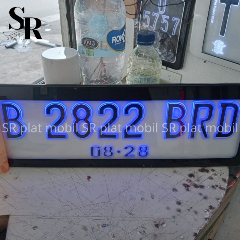 plat nomor mobil akrilik lampu, plat nomor putih new