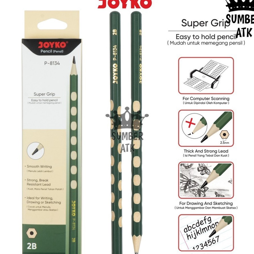 

HEMAT BESAR Pencil Pensil P8134 Super Grid 2B 1 Box 12 Pcs