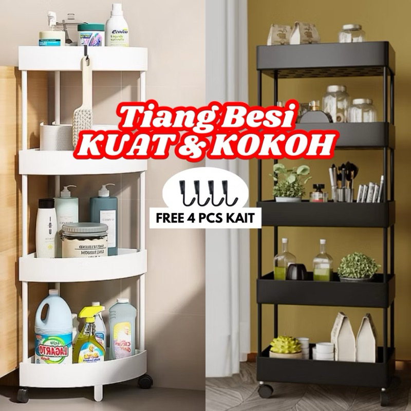 Rak Serbaguna Portable / Rak susun / Rak Bumbu Dapur / Rak Sudut Tempat Penyimpanan / Troli / Trolle