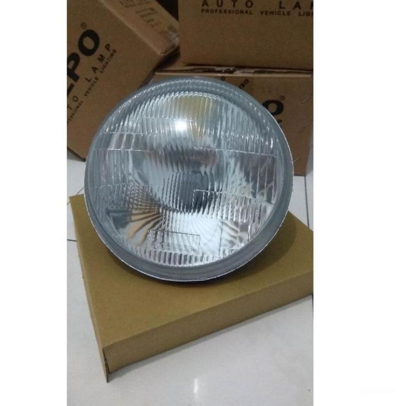 Reflektor 7&5 inch lampu depan mobil bulat H4 bisa untuk Tiger, Vixion, Scorpio autopal depo dkk