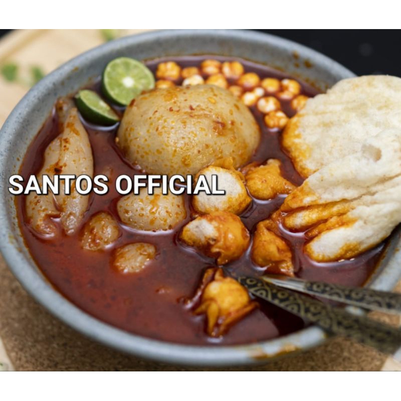 

baso Aci isi ayam suwir jumbo mercon Santos spesial