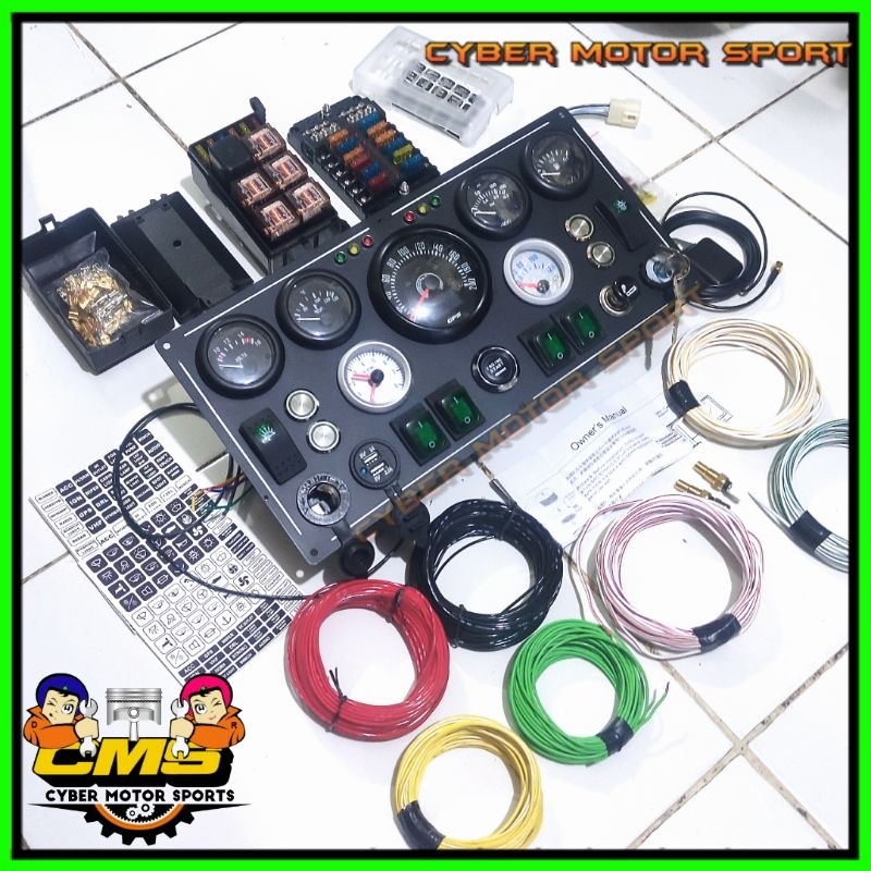 Gauge indikator dashboard universal. speedometer display meteran indikator mobil lubang. rpm volt wa