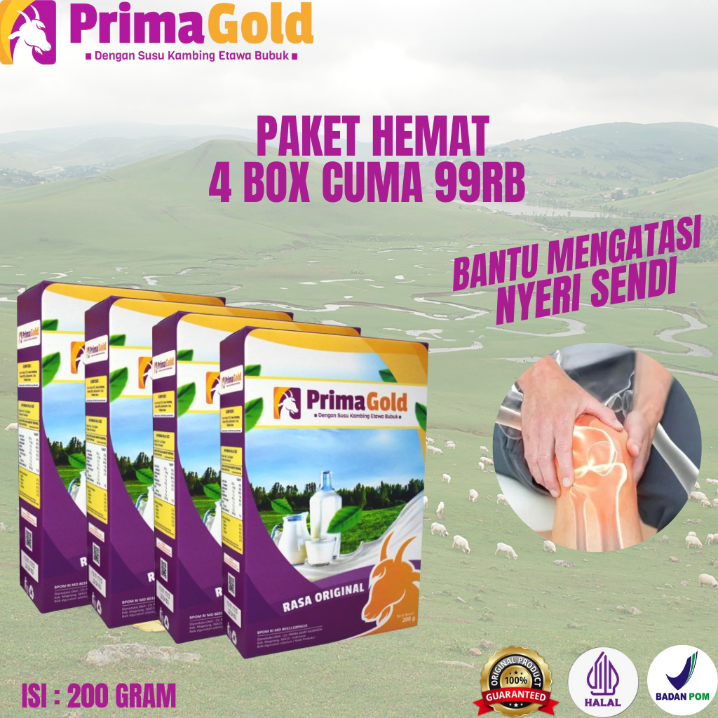 

Susu Prima Gold Kambing Paket 4 Box Membantu Mengatasi Pengeroposan Tulang Osteoporosis Asam Urat Rematik dan Nyeri Sendi Alami Tanpa Efek Samping