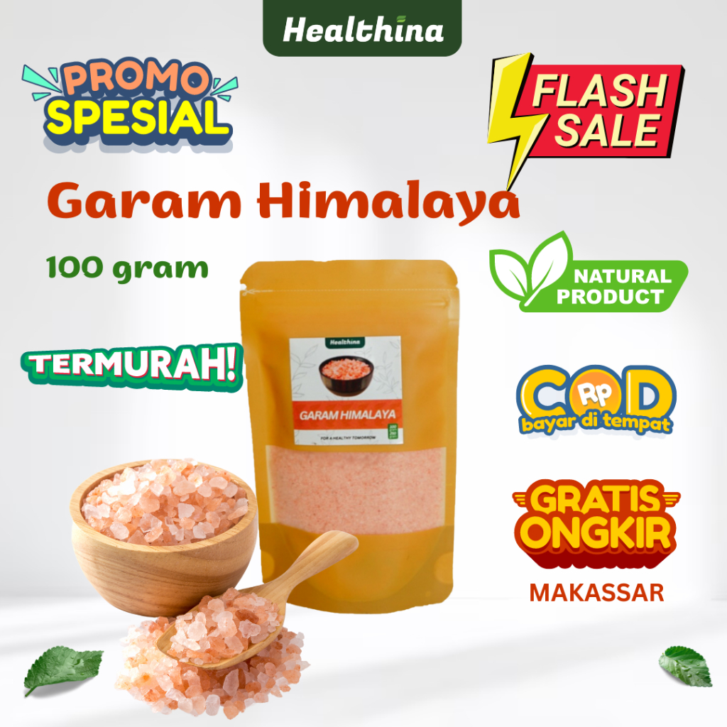 COD Makassar Garam Himalaya 100 gr/ Garam Original Premium Pink Salt/ Penyedap Rasa/ (COD MAKASSAR)