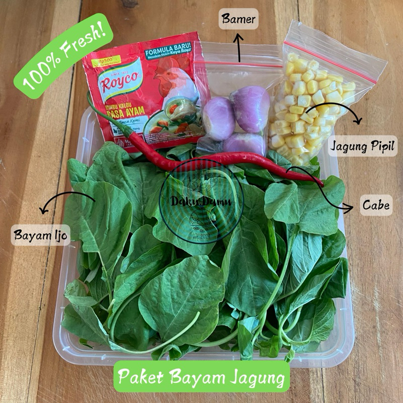 

KIRIM INSTANT/SAMEDAY Food Prep Paket Sayur Bayam Jagung Bonus Royco