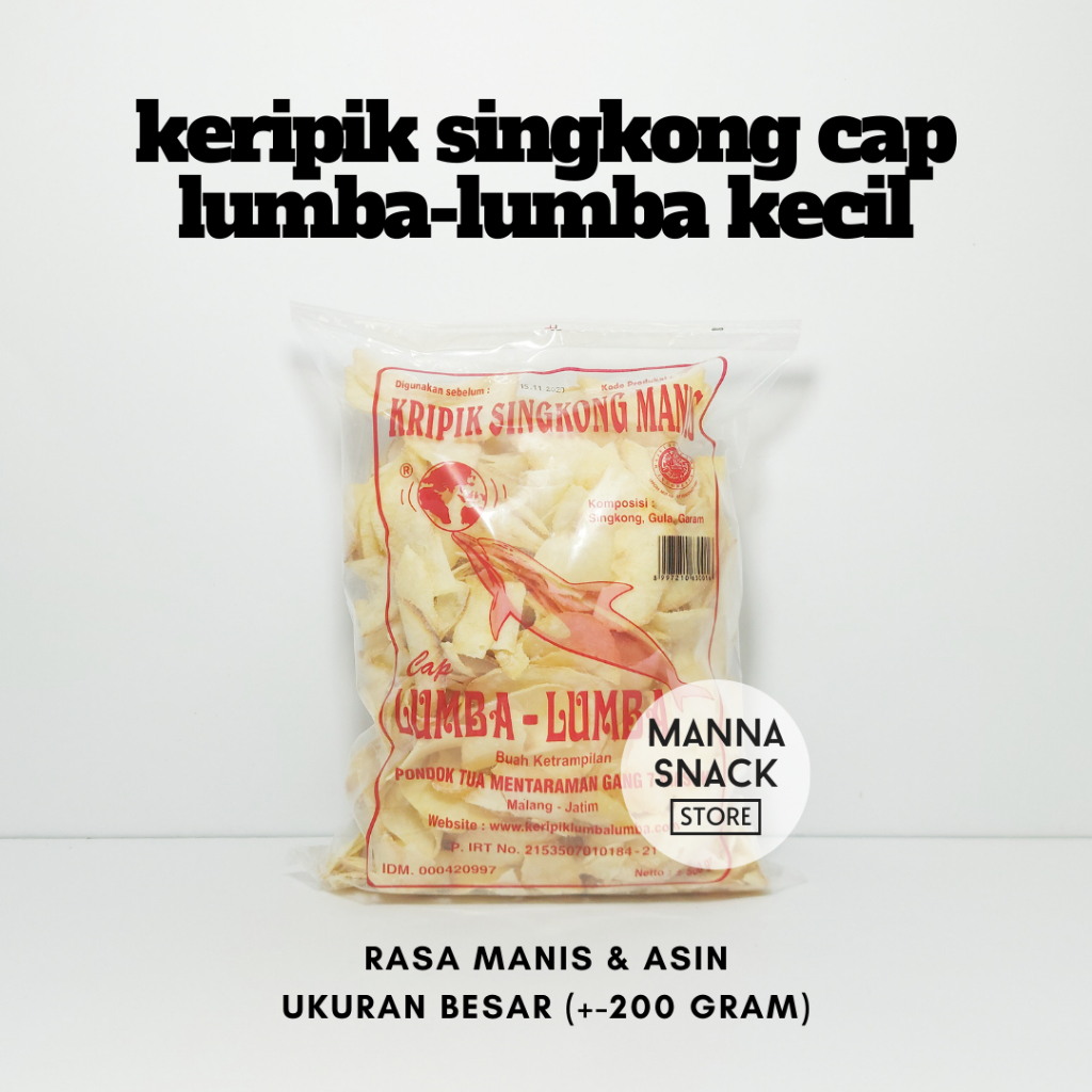 

Manna Snack - Keripik Singkong Cap Lumba-Lumba Kecil 200 gram Manis / Asin