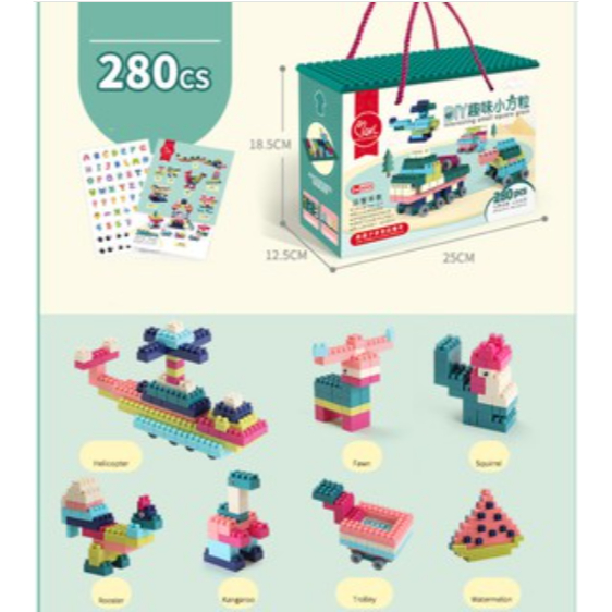 [FI] Mainan bricks balok 280 pcs set anak, Mainan balok edukasi anak, Mainan susun, DIY susun balok