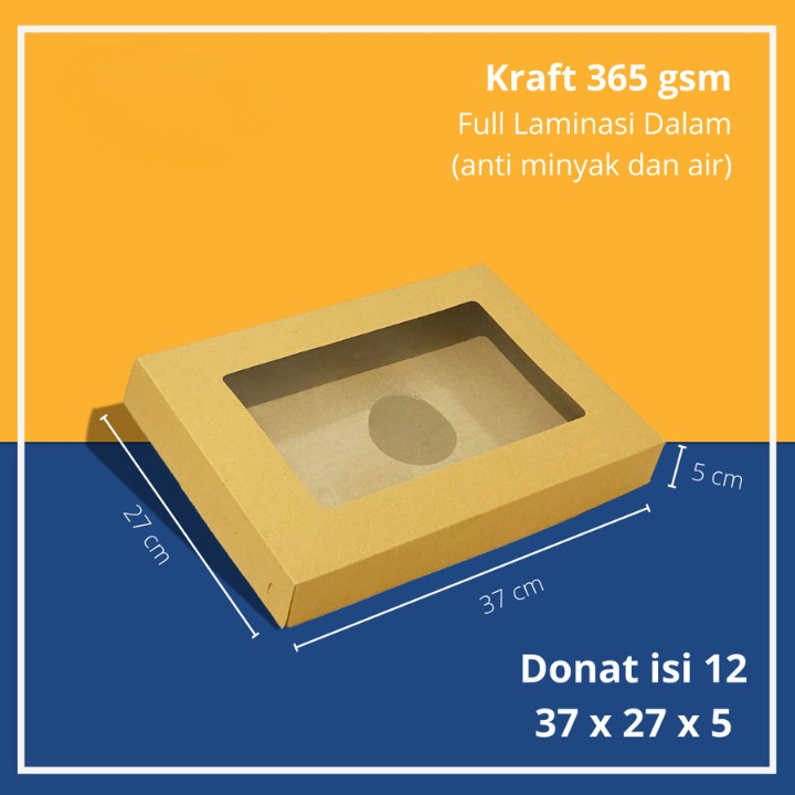

(10pcs) Dus Kotak Jendela Mika Packaging Donat COokies Brownies Box Roti Pastry Size 37x27x5cm