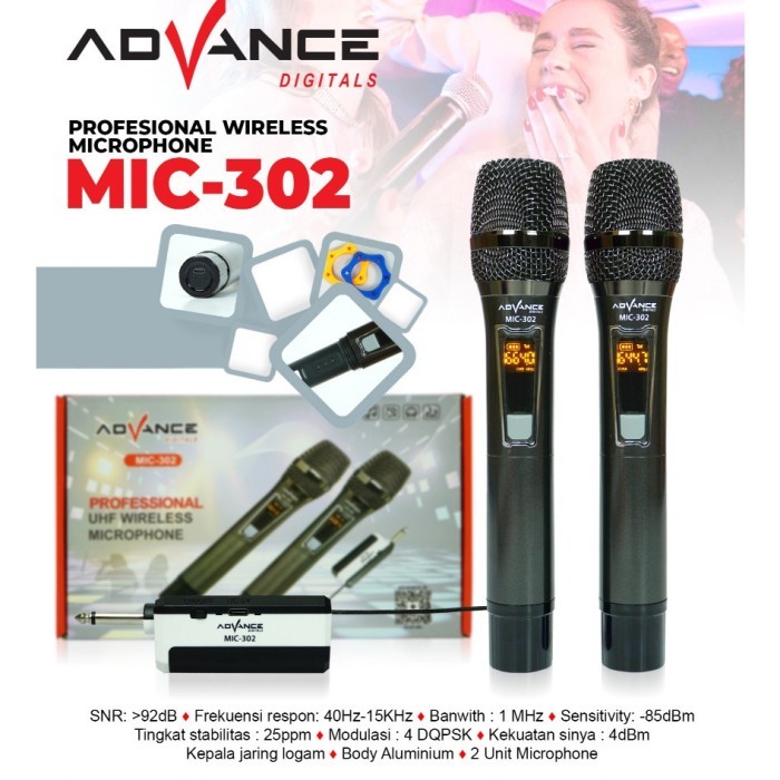 ADVANCE PROFESSIONAL UHF WIRELESS MICROPHONE MIC-302