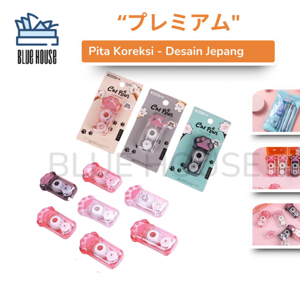 

Pita Koreksi Tip X Correction Tape Cepat Kering Desain Jepang Lucu Kaki Kucing Transparant Koleksi ATK