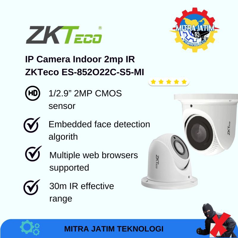 IP Cam Indoor 2mp IR ZKTeco ES-852O22C-S5-MI