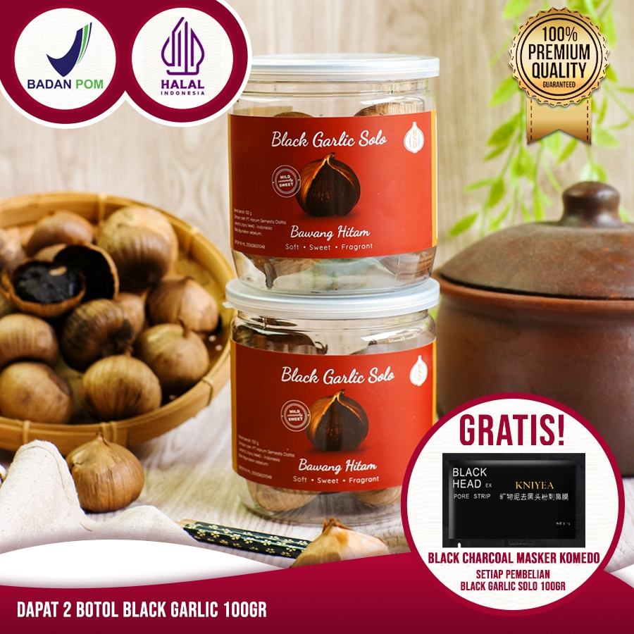 

2 BOTOL PREMIUM JUMBO BLACK GARLIC TUNGGAL BLACK GARLIC LANANG HSD 100 GRAM