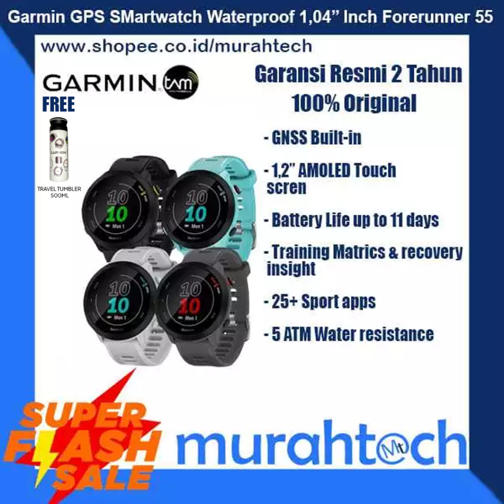 Garmin Forerunner 55 GPS Smartwatch 5 ATM Waterproof 1,04'' Smart Watch