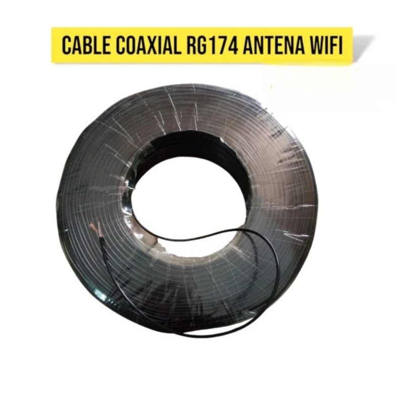 Kabel Coaxial RG174 Router Antena Wifi Warna Hitam Eceran/Permeter
