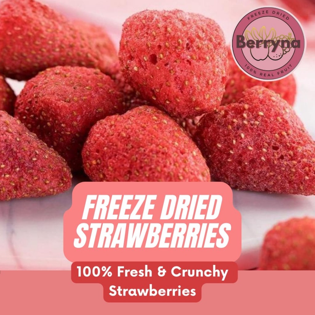 

Berryna Strawberry Buah Kering 30/35/50g Freezedried buah asli stroberi renyah garing cemilan