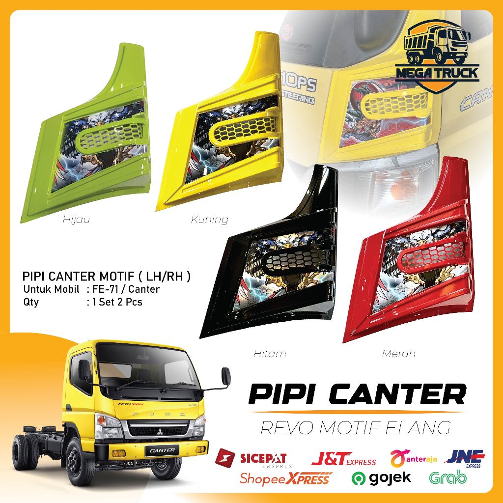 PIPI CANTER 110 MODEL REVO HIJAU KUNING HITAM MERAH BERMOTIF AKSESORIS TRUK