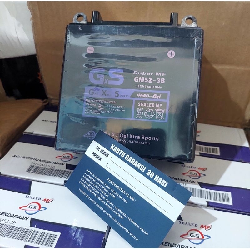 Aki Motor Full Kering Jupiter Z Mio Supra GM5Z 12v 7amper Ori