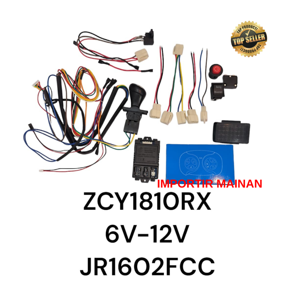 ZCY 1810RX 6V 12V receiver box + remot + kabel set mobil aki anak 7 pin
