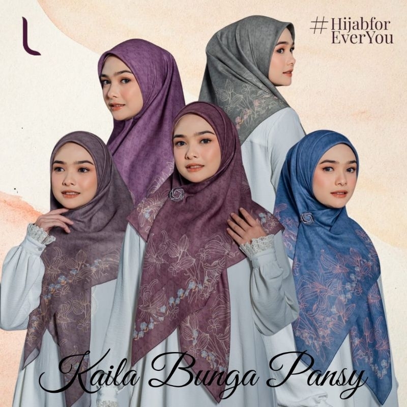 ELZATTA DAUKY HIJAB SEGI EMPAT KAILA BUNGA PANSY SCARF KERUDUNG ELZATTA BAHAN POLYCOTTON MOTIF PREMI
